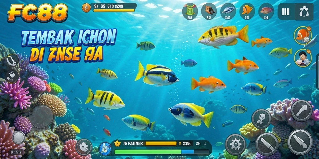 Screenshot FC888 menampilkan aksi menembak ikan yang seru dan menghibur.