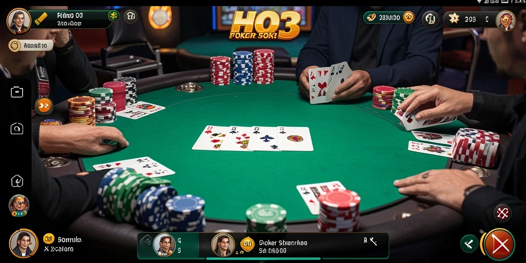 Gameplay seru dalam aplikasi Poker HO3 dengan grafik yang menawan.