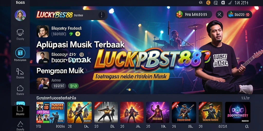 Screenshot utama LUCKYBEST88 menampilkan gameplay menarik dengan berbagai pilihan musik.