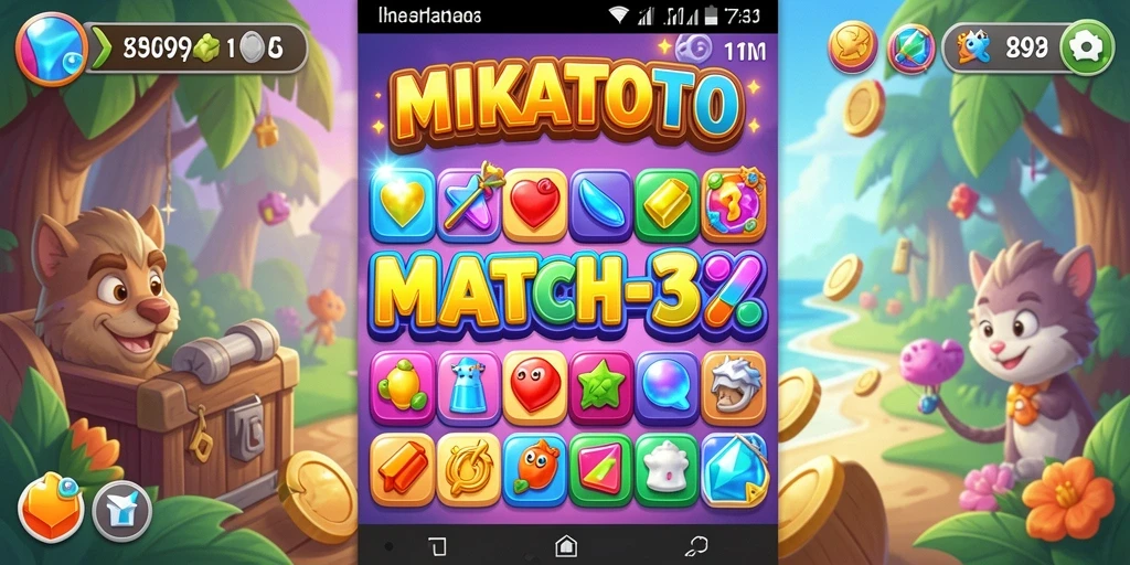 Screenshot gameplay MIKATOTO yang penuh warna dan menantang.