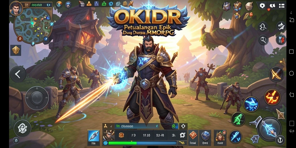 Screenshot dari gameplay <strong>OKIDR</strong> yang menunjukkan pertarungan epik di dunia MMORPG.