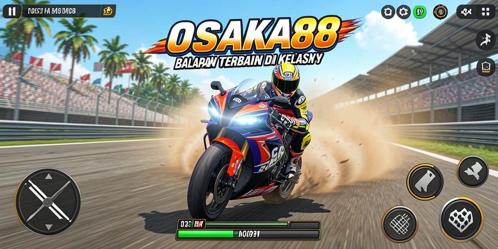 Tampilan gameplay mendebarkan dari balapan motor seru di OSAKA88.